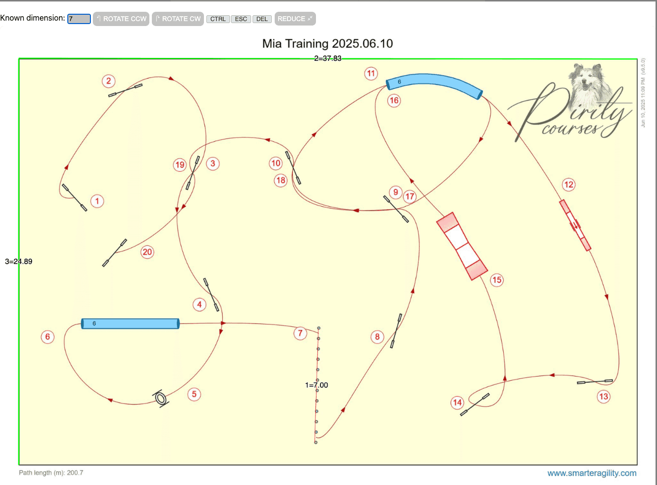 SAD Course Map Size Based on Weave Poles SAD Course Map Size Based on Weave Poles